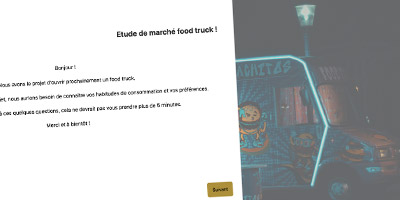 Impression d'écran questionnaire food truck