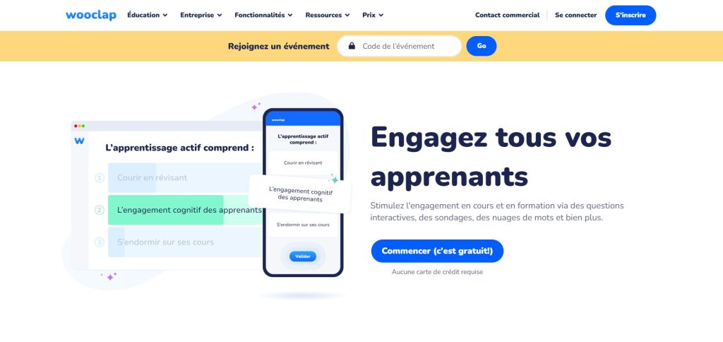 Présentation de l'interface de wooclap